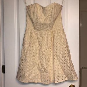 STRAPLESS CREME DRESS